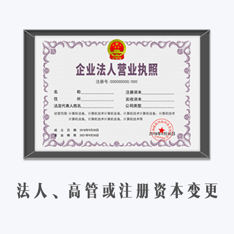 公司法人或注冊資本變更